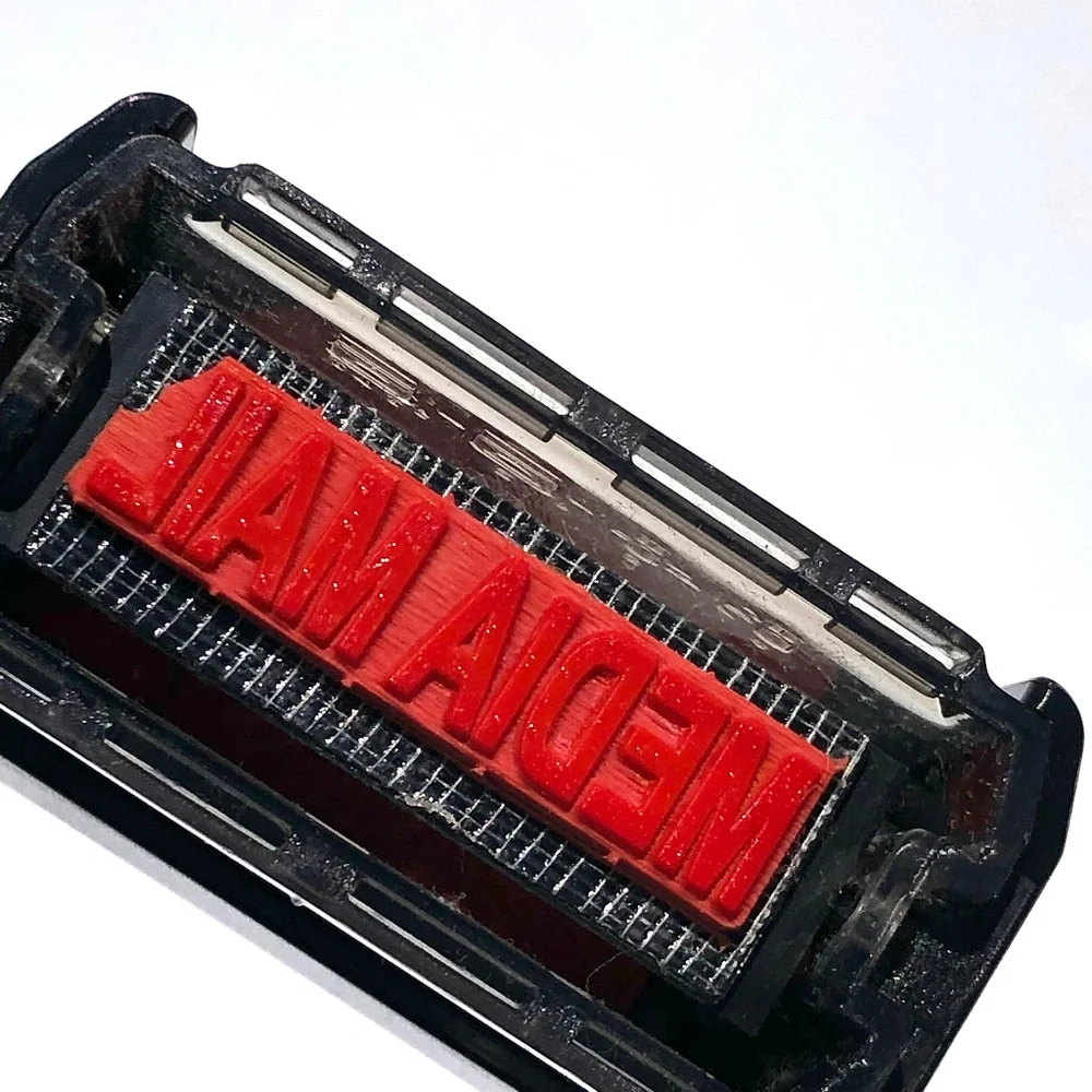 ExcelMark Media Mail Rubber Stamp Self-Inking red ink with clear stamping window